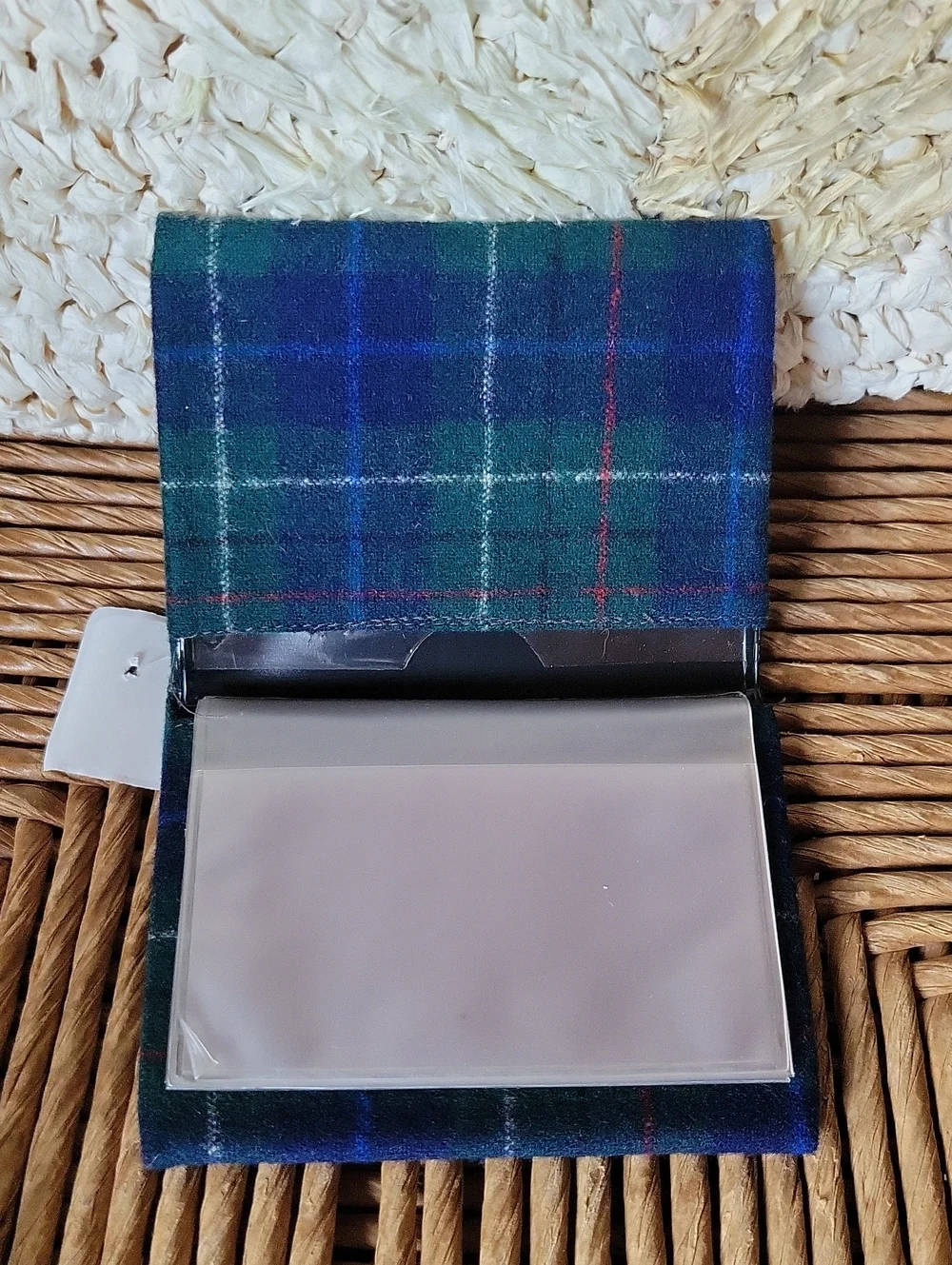 Pendleton Blue and Green Tartan Wool Card Sleeve
